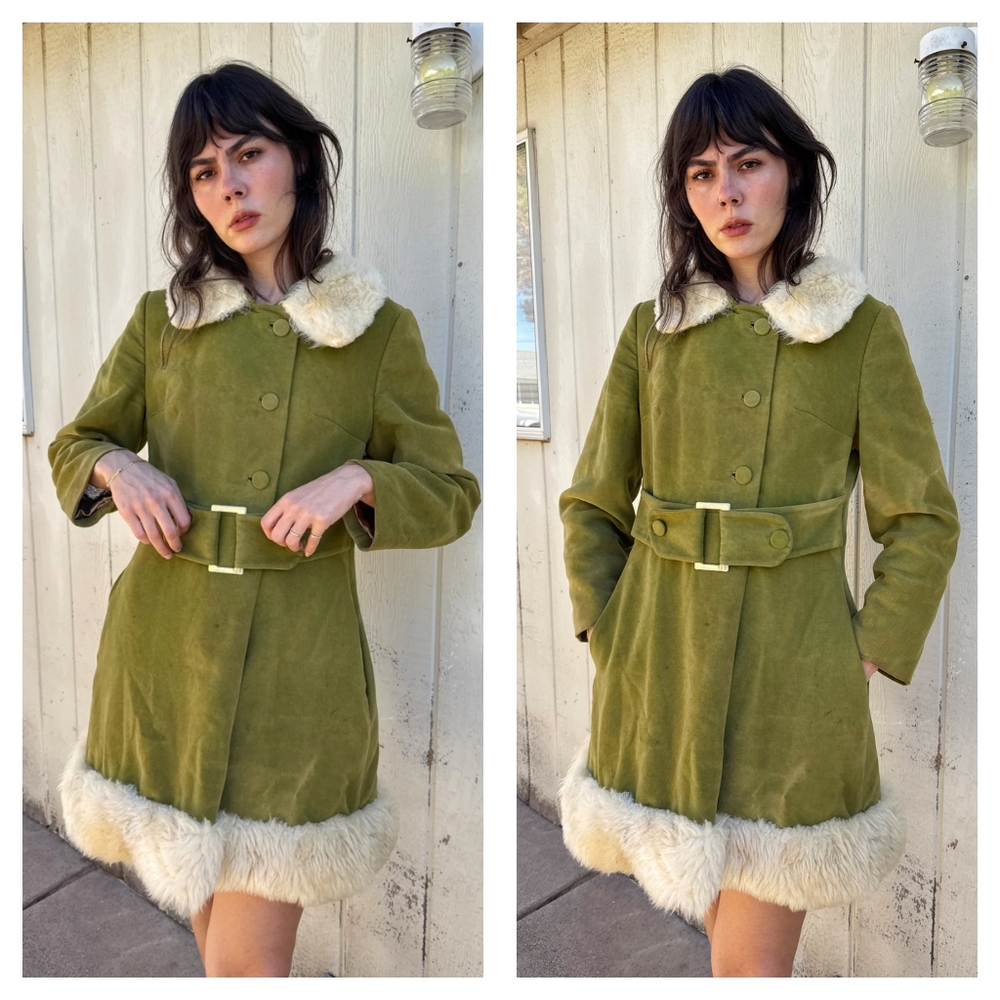 Vintage 60's Country Pacer Penny Lane Faux Fur Wool Coat - Picture 14 of 16